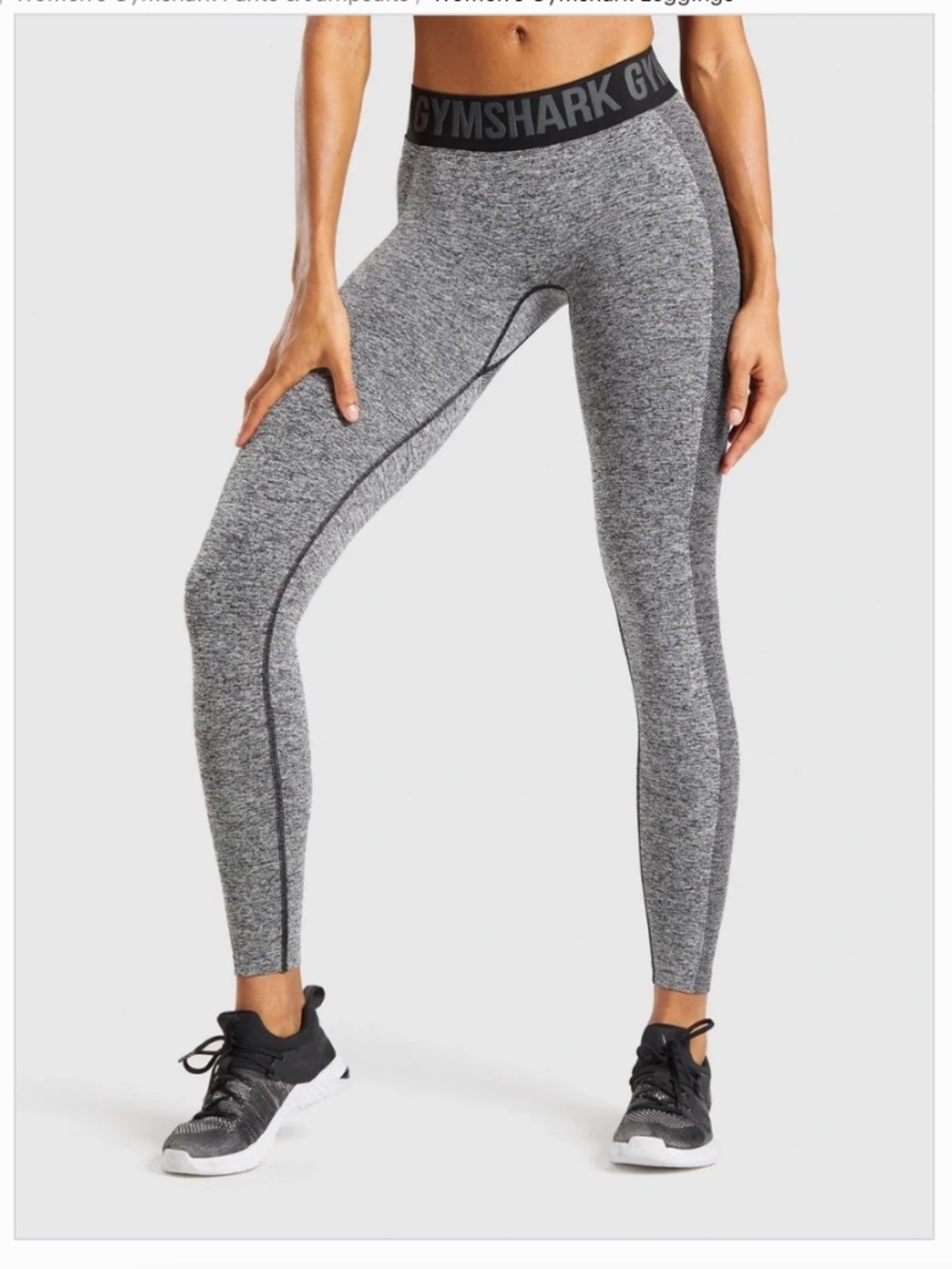 GYMSHARK Flex Low Rise Leggings Black Marl Charcoal Size Medium